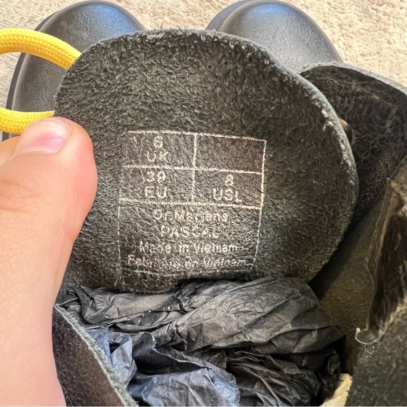 Dr. Martens Black Lace Up Boots with Yellow Laces - Picture 7 of 9